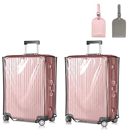 WoYous 2 Stück Koffer Abdeckungen Set 28 Zoll Transparente Kofferschutzhülle PVC wasserdichte Schutzhülle Koffer Wiederverwendbarer Reisekoffer Kratzschutz für 28 Gepäck (30 Zoll)