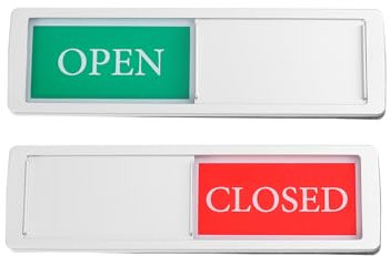 iplusmile Pantalla de puerta corredera Abierto Cerrado Cartel Puerta Puerta Abierto Cerrado Cartel para Tienda Escaparate (Plata)