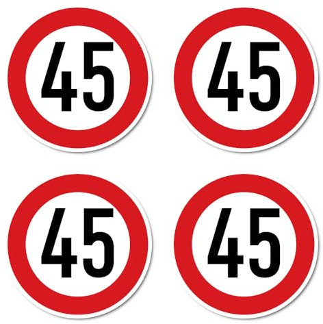 Autocollants : ⌀ 100 mm, 4 pièces – Panneau de signalisation StVO Z-274 rouge/blanc – Vitesse maximale/vitesse maximale – 45 km/h