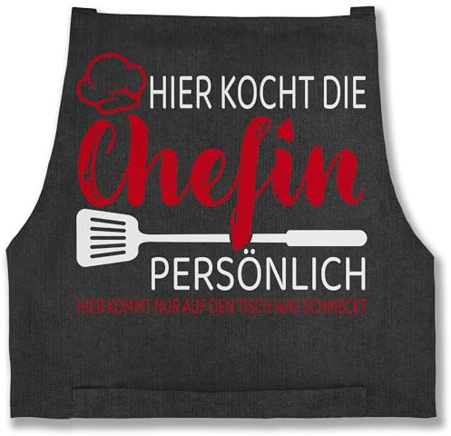 Shirtracer - Schürze - Kochschürze - Damen 1 - Hier kocht die Chefin persönlich I Geschenk Frauen Lustig I Köchin I Hobbyköchin I Küchengeschenk
