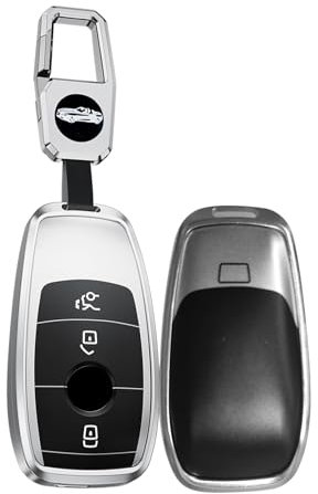 TECART Coque de protection en alliage d'aluminium pour clé de Mercedes Benz - Convient pour Classe E - Classe S - Classe C - Classe G AMG, Porte-clés C - noir