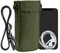 kwmobile Handytasche für Smartphones XXL - 7 - Canvas Handy Hülle mit Band - Handy Tasche mit Handykette 16,5 x 10 cm Innenmaße - Dunkelgrün