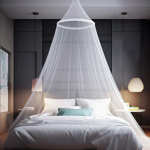 250 x 900 x 60 cm Mosquitera Cama, Mosquitera Cama Individual, Cama Matrimonio, Cama Infantil, Blanco Grande Mosquitera Cama contra Mosquitos, Mosquito Net para Interior, Exterior (B)