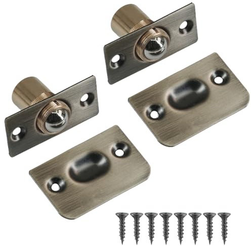 2 Pack Ball Door Catches for Internal Doors, Adjustable Roller Spring Bearing Door Latches for Closet,Wardrobe Door,Cabinet Cupboard (Green Bronze)