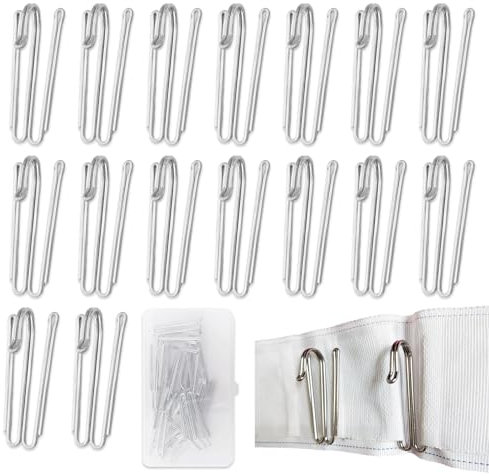 Metal Curtain Hooks, 16 Pack, Heavy Duty Iron Construction for Pinch Pleat Header Tape, Easy to Attach to Curtain Rails and Tracks