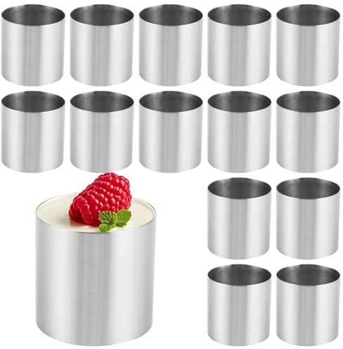 LDHHYH 15 Stück Runde Tortenring und Dessertringe, Mousse Ringe Dessertring Set, Edelstahl Dessertringe Ø 5 cm, Edelstahl Backring Servierringe Mousse Kuchenringe für DIY Torte, Fondant, Sushi
