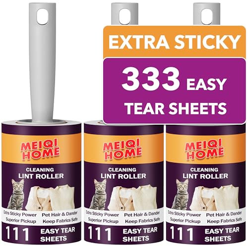 Lint Rollers,333 Sheets Value Set Lint Roller with 3 Upgraded Handles, 3 Rollers Portable Pet Lint Remover for Clothes, Furniture, Carpet, Dog & Cat Hair Removal