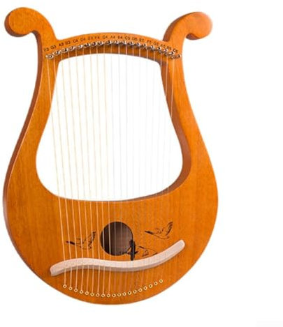 Lyra Harfe, 19 Metallsaiten, Mahagoni, Lyra Harfe, Saiten, Musikinstrumente mit Stimmschlüssel, Ersatzsaiten-Set, 35 x 29 x 4 cm (Wildgans)