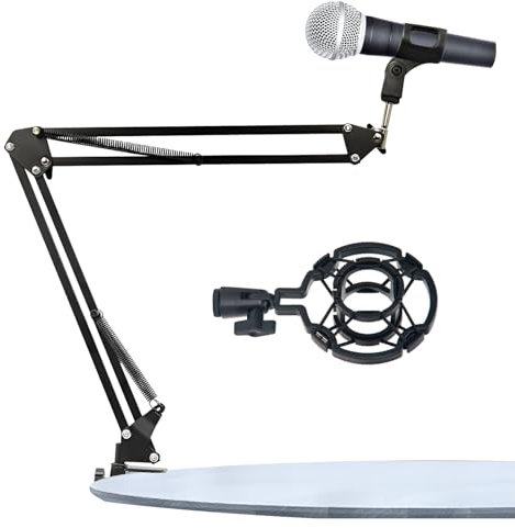 AUSYIWI Barra de micrófono soporte micrófono brazo micrófono escritorio mesa gaming con porta micrófono anti vibración 360° Soporta máximo 3 kg