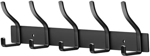 ZUIMENG Garderobenhaken Edelstahl, Kleiderhaken Wand Jackenhalter, Schwerlast Garderobenleiste Wandgarderobe Hakenleiste Garderobe Wandhaken (Schwarz Matt, 5 Haken 1 Stück)