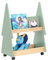 SoBuy Kinder Bücherregal Kinderregal Kinderzimmer Regal Kinderregal mit 3 Ablagen und 4 Rollen Aufbewahrungsregal für Kinder Büchergestell Grün-Natur BHT ca. 60x82x36cm KMB99-GR