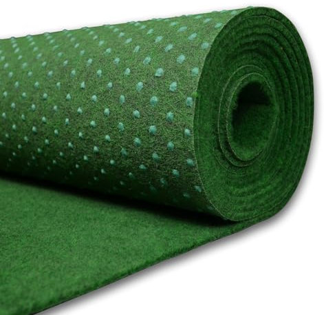 Rasenteppich outdoor Kunstrasen für den Balkon 400x100 cm Raseteppich mit Noppen Meterware Grün Vliesrasen wasserdurchlässig, 1m breit Bodenbelag