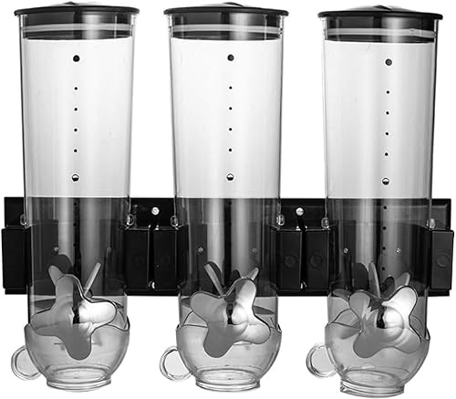 ZXBAODAN Muesli Dispenser/Wall Bracket Cereal Dispenser/Cornflake Dispenser/Double and Triple Dispenser for muesli, cornflakes and Cereal Dry Food- Black