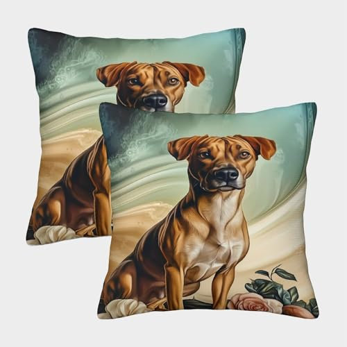 CTAMM Rhodesian Ridgeback Kissenbezug,2er-Pack 40x40cm Kissenbezug,Sofa Kissen,modernes Tiere,Schlafzimmersofa,Outdoor-Kissenbezug