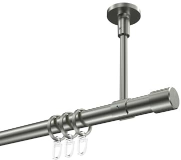 INTERDECO Gardinenstange (Deckenbefestigung) 20 mm Ø Edelstahl-Optik Typ 10203133 AZA, 140 cm