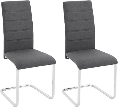 Esszimmerstuhl >Erland< Esszimmerstuhl Erland im 2er Set, grau, mit pulverbeschichtetem Kufengestell aus Chrom. Robuste Stoffpolsterung, komfortable Sitzhöhe von 46 cm. Ideal für modernes Esszimmer.