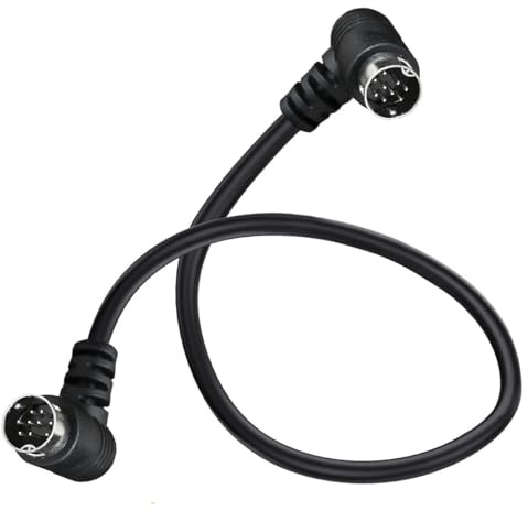 HTGuoji Right Angle S-Video Mini DIN 9Pin Male to Male Cable, 90 Degree | for TV, Receiver, Monitor, Projector (50 cm/1.6FT)