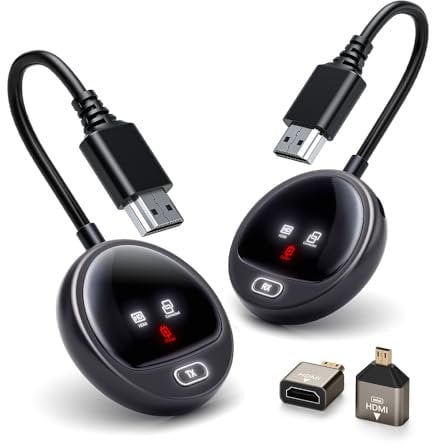 HDMI Funkübertragung 4K, 5.8G Kabellos HDMI Sender und Empfänger übertragen mit LED-Bildschirm, 165FT Wireless Extender für Streaming Video Audio File von Laptop Camera PC zu HDTV, Monitor, Projektor