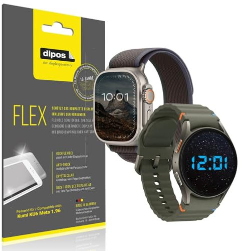 dipos FLEX 2x Schutzfolie klar passend für Kumi KU6 Meta 1.96, 100% Displayabdeckung, Anti-Shock, Fingerprint Kompatibel, Case-Friendly, Full Cover Displayschutz Folie