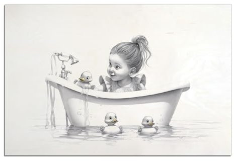 Wallario Wandbild aus Holz Quietscheenten-Spaß - 60 x 90 cm in Premium-Qualität: Brillante Farben