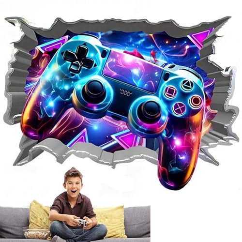 YGCHEN Pegatinas de Pared Gamer Decoración de Pegatinas Videojuegos 3D Calcomanías Pared Gaming Wall Stickers Consola de Juego Adhesivos Decorativos Sala de Juegos Dormitorio Habitación