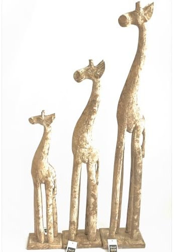 Varios Dekofigur Giraffe 3er Set Holz 100cm 80 cm 60 cm