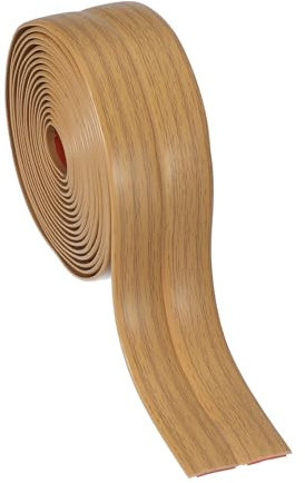 PATIKIL 4cmx3.0m Weichsockelleiste Selbstklebend Übergangsleiste, Sockelleisten Gelb Eiche Holzmaserung Kantenschutz Selbstklebend Abdeckleisten für Fußböden Fliesen Küchenarbeitsplatte