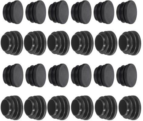 LIANRISES 24 Pièces 25mm Bouchon Plastique, Pied De Chaise Embout, Bouchons Ronds Noir, pour Le Canapé, La Table