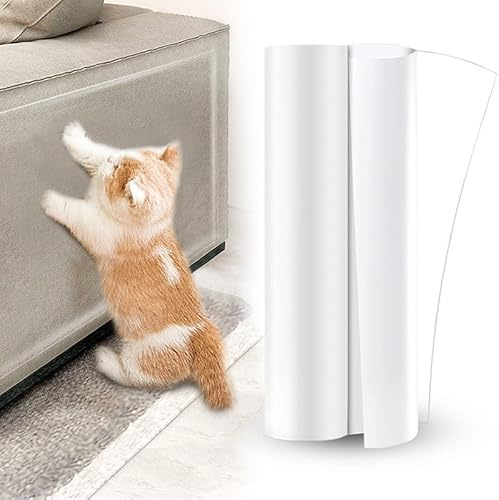Cat Scratch Furniture Protector - 11.8„ x 118“ - Selbstklebender einseitiger Anti-Kratz-Möbelschutz - Klarer Couch- und Sofa-Schutz - Flexibles und sicheres DIY-Schneideschutz-Band