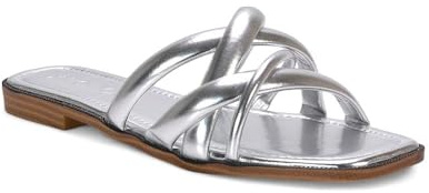 ESSEX GLAM Women's Strappy Flat Sandal Ladies Comfy Holiday Casual Open Toe Synthetic Leather Mule Slider Size 3-8