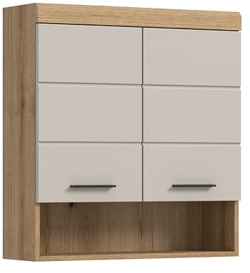 xonox.home – Hängeschrank Scout 74x79x24 cm in Evoak Oak und Kaschmir Nachbildung matt – Moderner Wandschrank fürs Bad – platzsparend, stilvoll & harmonisch kombinierbar