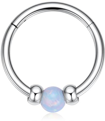hengkaixuan 316L Chirurgenstahl Opal Nasenring Septumschmuck Tragus Rook Daith Piercingschmuck Knorpel Helix Conch Creole