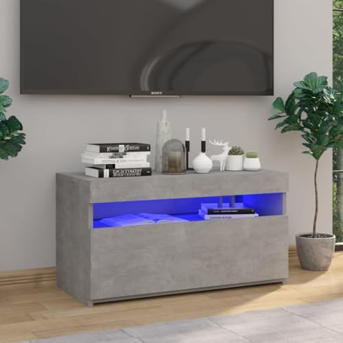Générique Meuble TV avec lumières LED Gris béton 75x35x40 cm,Meubles,Meubles TV,Gris,15 KG,804399