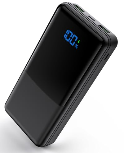 Power Bank 27000mAh, Powerbank Schnellladefunktion USB C PD 20W Fast Charge, Portable Charger für Samsung Galaxy iPhone Handy, Externe Handyakkus mit LED Display 2 Input & 3 Output (Schwarz)