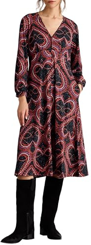 White Stuff Megan Glitzerndes Jerseykleid - Langärmlig, V-Ausschnitt, Klassisches Midikleid zum Hineinschlüpfen aus Baumwoll-Elasthan-Jersey