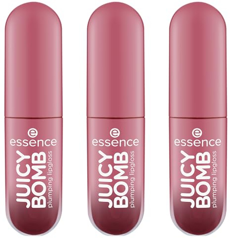 essence JUICY BOMB plumping lipgloss, Nr. 08, Pink, vergrößernd, glänzend, vegan, ohne Konservierungsstoffe, ohne Parabene, ohne Mikroplastikpartikel, 3er Pack (3x2.6ml)