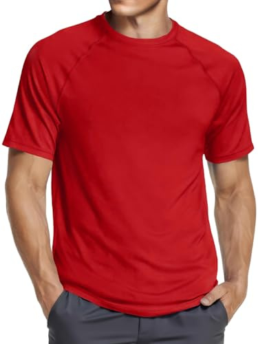 Runcati Sport T-Shirt Herren Kurzarm Rundhals Sommer Funktionsshirt Männer Schnelltrocknend Fitness Gym Sportshirt Einfarbig Leicht Freizeit Shirts