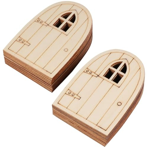 HEMOTON 20 Pezzi Porta Elfo in Legno 3mm Khaki Decorazione da Giardino Pronta da Decorare Miniatura per Ingresso Casa delle Fate