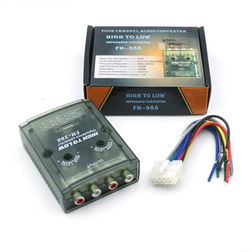SageFurned Auto Audio High-to-Low Wandler 4-Kanal mit Delay Funktion, 60W Hochwertiger Signal Converter zur Bassverbesserung und