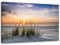 Feeby Bilder Meer Grass Strand Sonnenuntergang XXL 120x80 cm 1Teilig Wohnzimmer Schlafzimmer Wandbilder Leinwandbilder Bild auf Leinwand Kunstdruck Wanddeko Nordsee Landschaft Wasser Orange