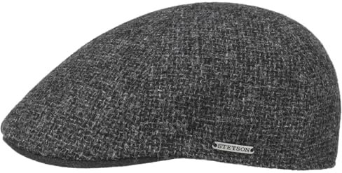 Stetson Texas Classic Wool Flatcap Herren Baumwollfutter Schirmmütze Herbst Winter dunkelgrau XXL (62-63 cm)