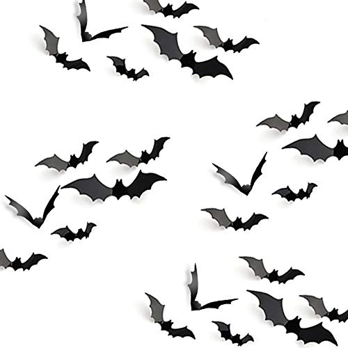 KUUQA Halloween Party Decoration Decal Wall Sticker DIY PVC 3D Decorative Bats 24 Pieces