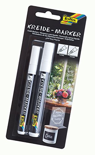 folia 390200 - Kreidemarker 2er Set weiß, Spitze 1 - 2 mm und 2 - 5 mm