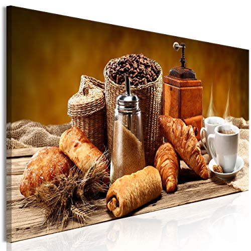 decomonkey Bilder Kaffee Küche 150x50 cm 1 Teilig Leinwandbilder Bild auf Leinwand Vlies Wandbild Kunstdruck Wanddeko Wand Wohnzimmer Wanddekoration Deko Caffe Kuchen braun