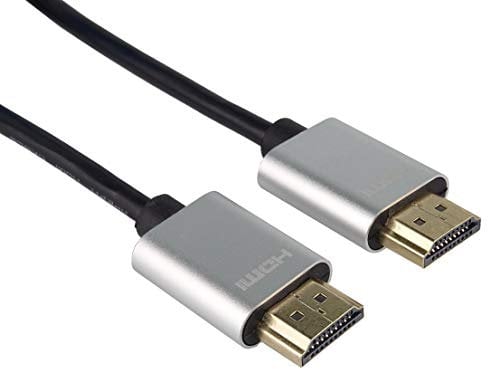 PremiumCord Cavo HDMI Slim 4K Ad Alta velocità M/M, 10,2 Gbps con Ethernet, Compatibile con Video 4K@30Hz, Full HD 1080p, Deep Color, 3D, Arc, HDR, DolbyHD, Connettori Placcati Oro, Nero/Argento, 2 m