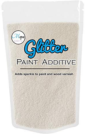 Mopa Crafts White Pearl Glitter Paint Crystal Additive 100g for Emulsion Paint - for use with Interior/Exterior Wall, Ceiling, Wood, Metal, Varnish, Dead Flat, Matt, Soft Sheen or Silk Paints
