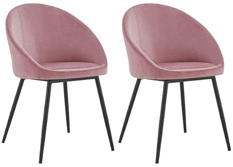 Happy Garden Set di 2 sedie Vintage in Velluto Rosa Diane, Gambe in Metallo