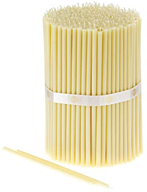 Danilovo 400 Stück Weiß Bienenwachs Kerzen - Orthodoxe Kerzen für Gebet, Rituals, Tischdeko Hochzeit - Ungiftig, Ruß - Tropffrei, Lang, Nachhaltige Produkte, N80, Höhe: 18,5 cm, Ø 6,1 mm