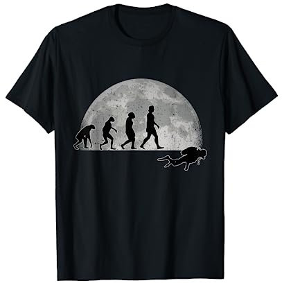 Taucher Evolution Mond Tauchen Tauchgang Schnorchel T-Shirt