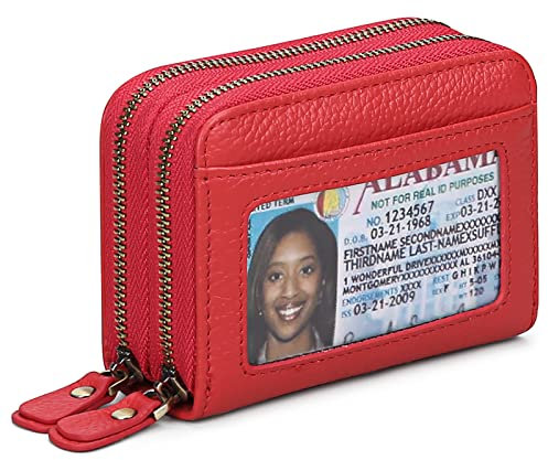 GAEKEAO Porta Carte di Credito Donna in Vera Pelle, RFID Blocco Porta Carte Credito Portafoglio, Portamonete con cerniera